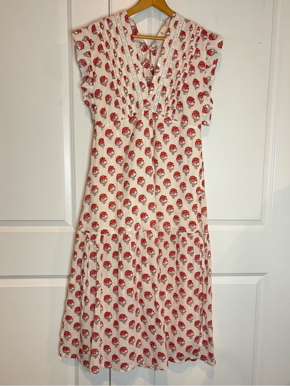 Perry Walker Collective Riley Cotton Maxi Dress Button Front Back 3/L